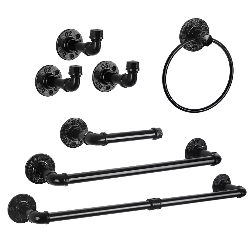 2022 Bathroom Hardware Sets Bathroom Products Pipe Kit Heavy Duty Industrial Pipe Towel Rack Set Bathroom Accessories