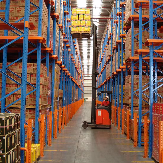 Scaffale di stoccaggio regolabile industriale pesante OEM, guida in metallo nelle scaffalature per pallet/guida in acciaio nelle scaffalature, scaffalature filo